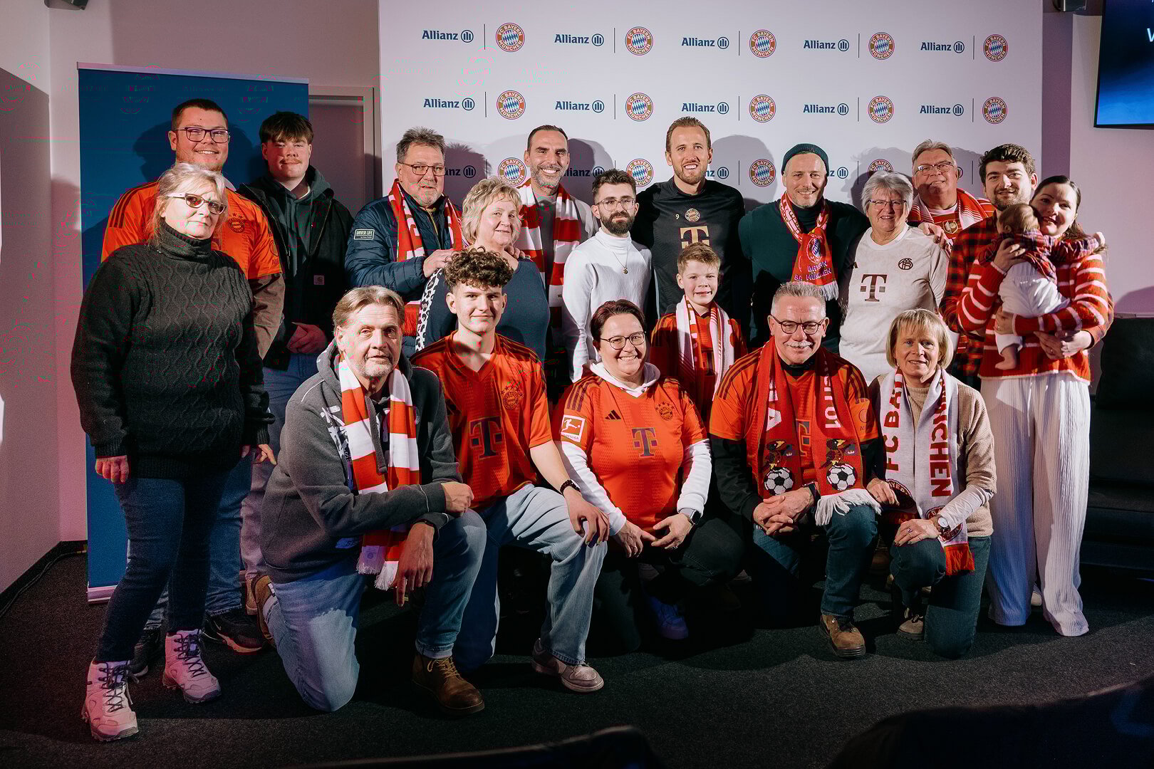 Group photo from a meet and greet with Harry Kane