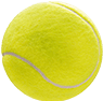 A tennis ball hovering in the air.
