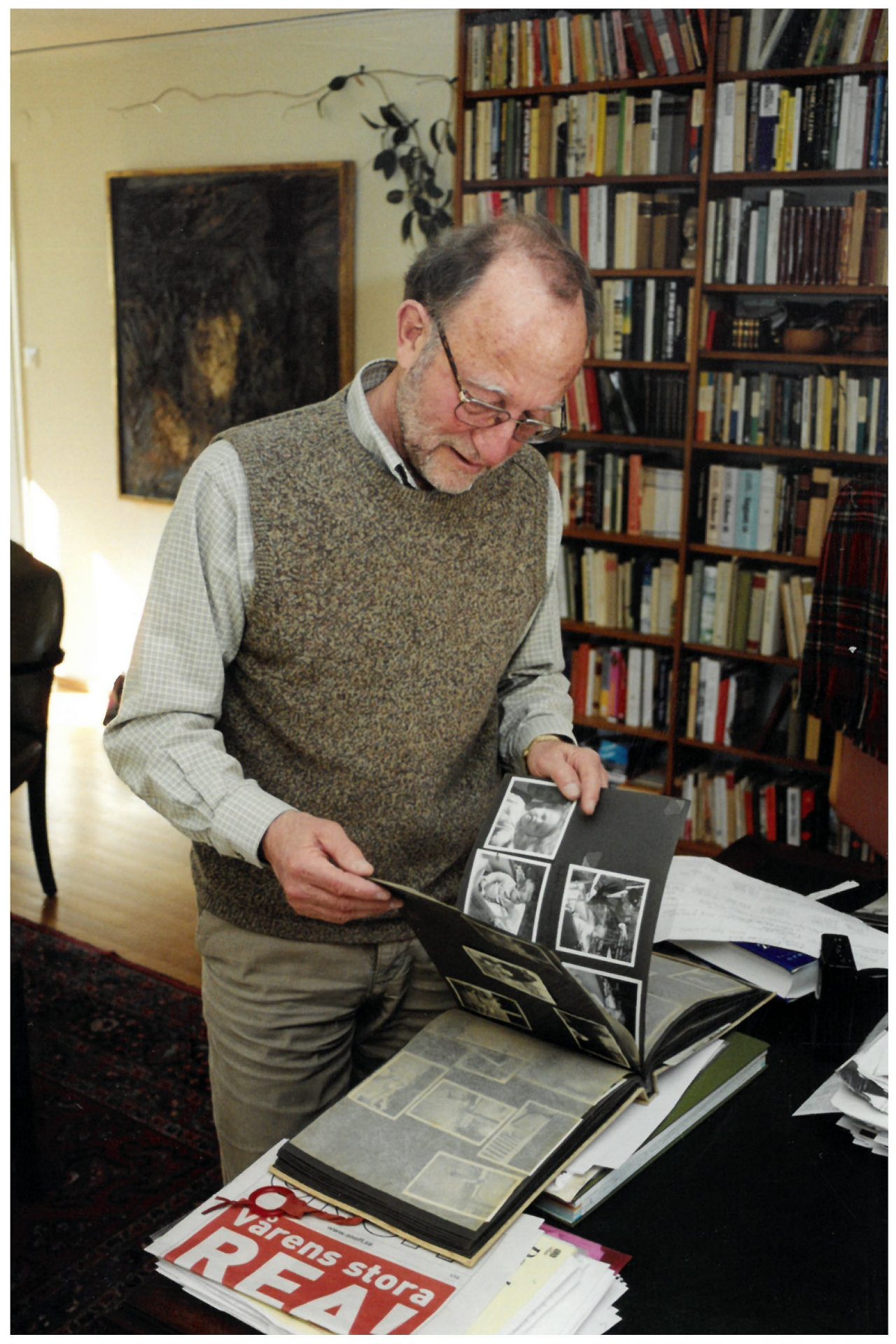 Peter has in the study-room at his house in Sweden (2002)