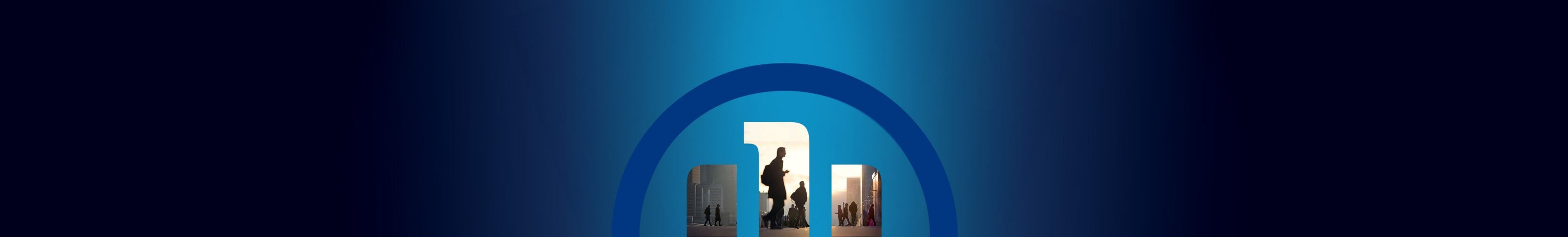 Allianz 3D-Adler logo auf einem dunklen Hintergrund mit Farbverlauf, Ausschnitt eines dynamischen Balkendiagrams als Logo-Hintergrundfüllung