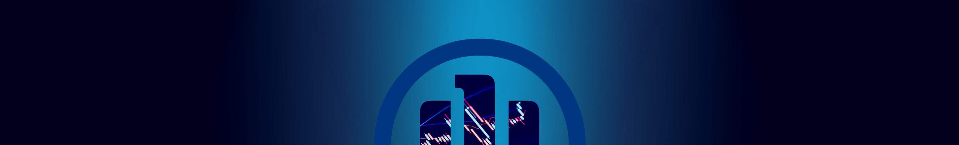 Allianz 3D eagle logo on a dark background with color gradient, section of a dynamic bar chart as logo background fill