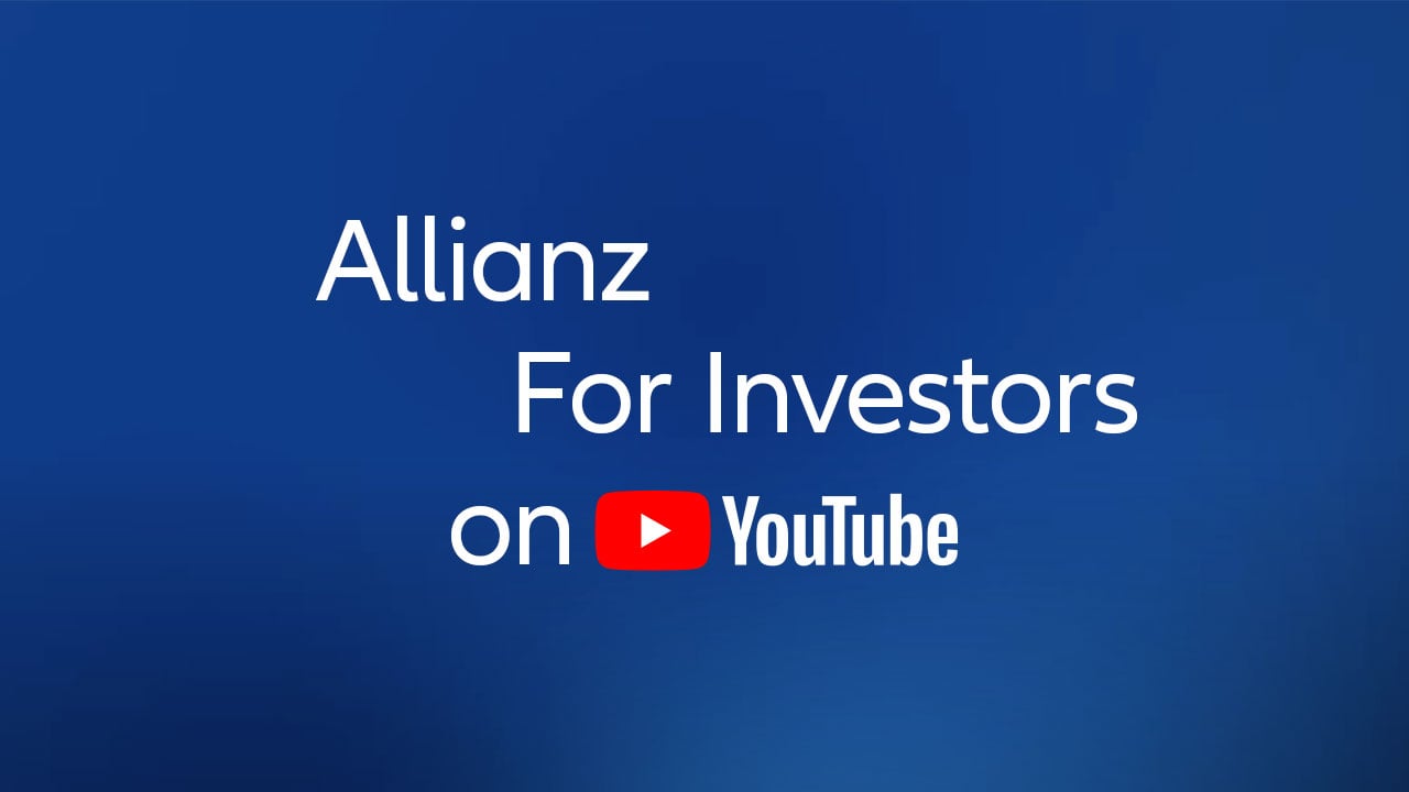 Weiße Schrift auf blauen Grund mit dem Schriftzug: Allianz For Investors on Youtube