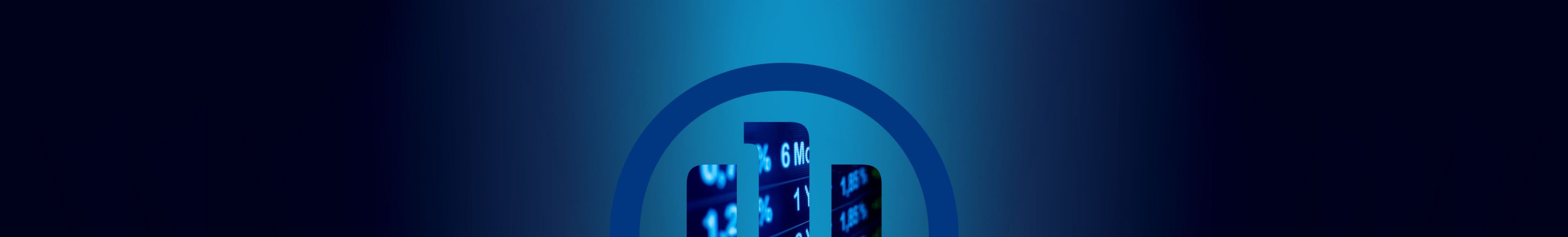 Allianz 3D-Adler logo auf einem dunklen Hintergrund mit Farbverlauf, Ausschnitt von Börsentafel Zahlenwerten als Logo-Hintergrundfüllung