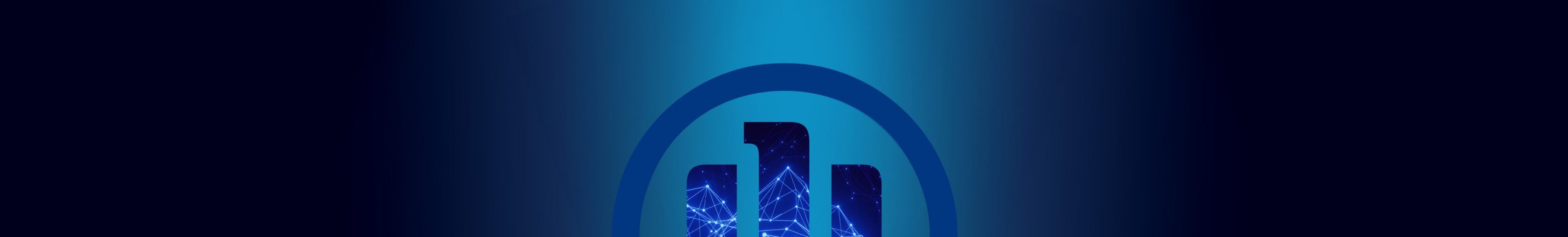 Allianz 3D-Adler logo auf einem dunklen Hintergrund mit Farbverlauf, Ausschnitt von abstrakten Scheinwerferlichtern als Logo-Hintergrundfüllung