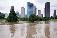 Downtown Houston, überschwemmt von Hurrikan Harvey