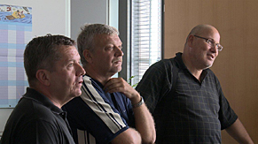 Von links nach rechts: Jozef Bacek, Alfons Kukucka und Michal Májek, die drei Schadenregulierer aus der Slowakei die ihren tschechischen Kollegen halfen.