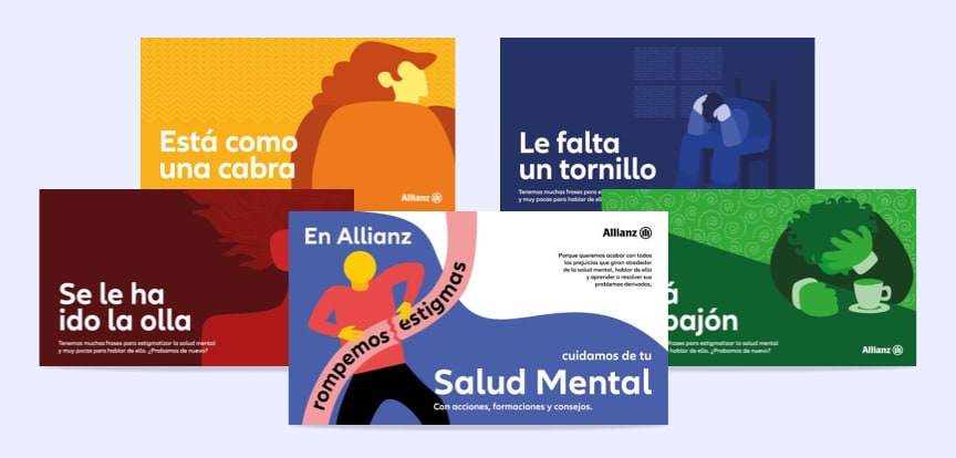Allianz Spain posters for mental health wellness