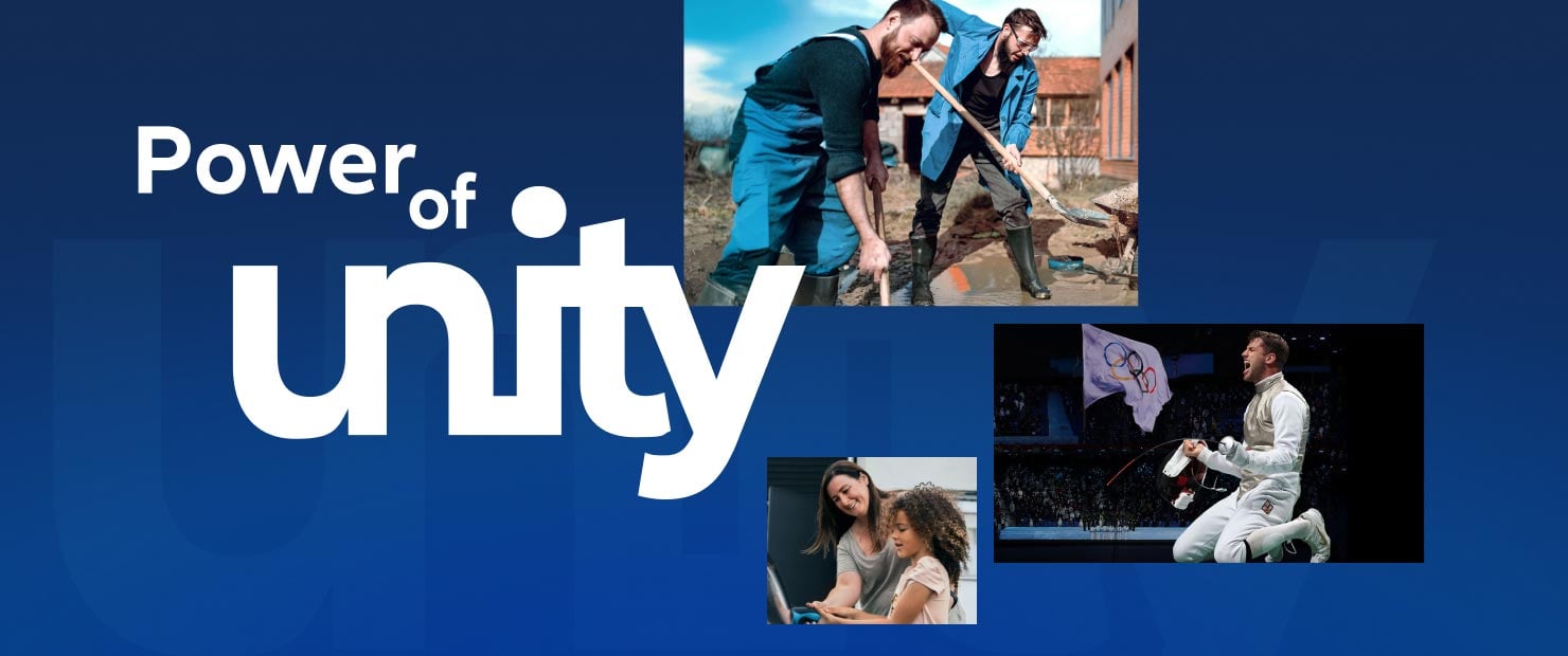 Collage von drei power of unity Aktionen