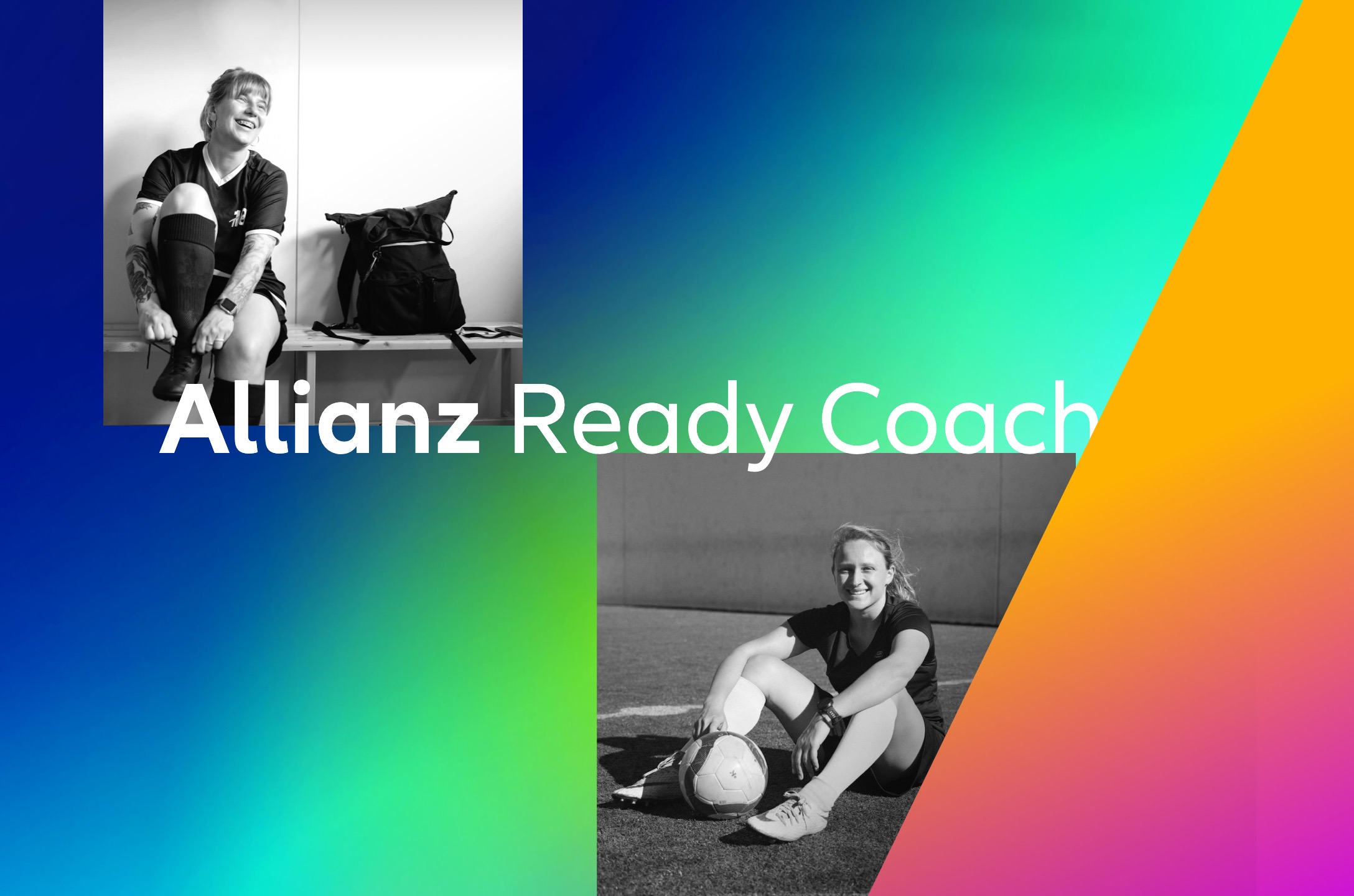 Allianz Ready Coach Headline with a collage of two footballer women