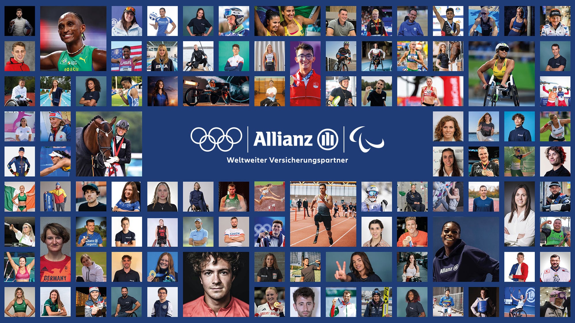 Collage mit Kacheln: Alle Mitglieder des Team Allianz