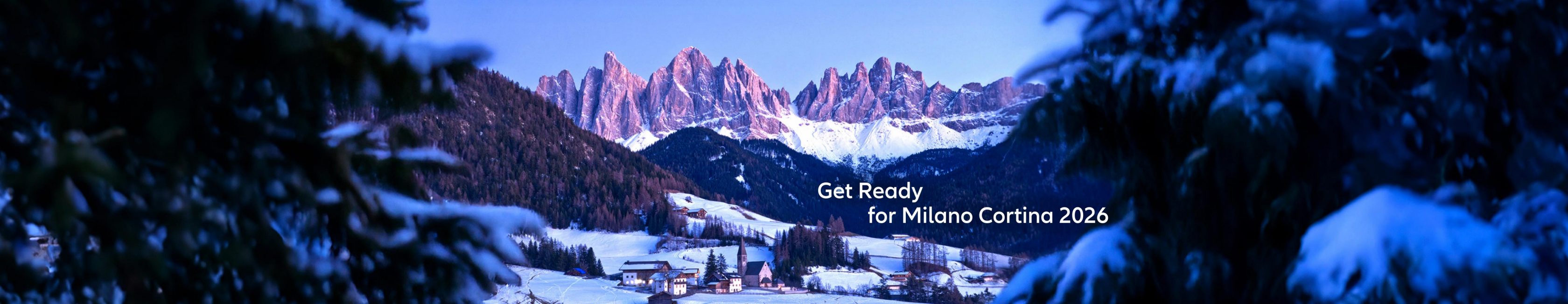 Breathtaking winter landscape of the Dolomites in Italy, setting the stage for the Milano Cortina 2026 Winter Olympics. Get ready for an unforgettable sports event in the heart of the Italian Alps, featuring world-class skiing, snowboarding, bob sled and more. 