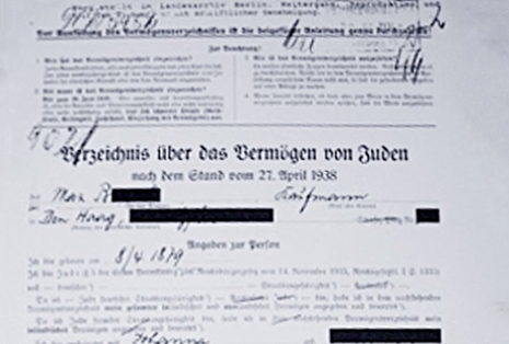 Form for registering assets of Jewish citizens, 1938 (Berlin, Landesarchiv)