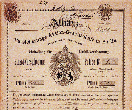 The first insurance policy of Allianz