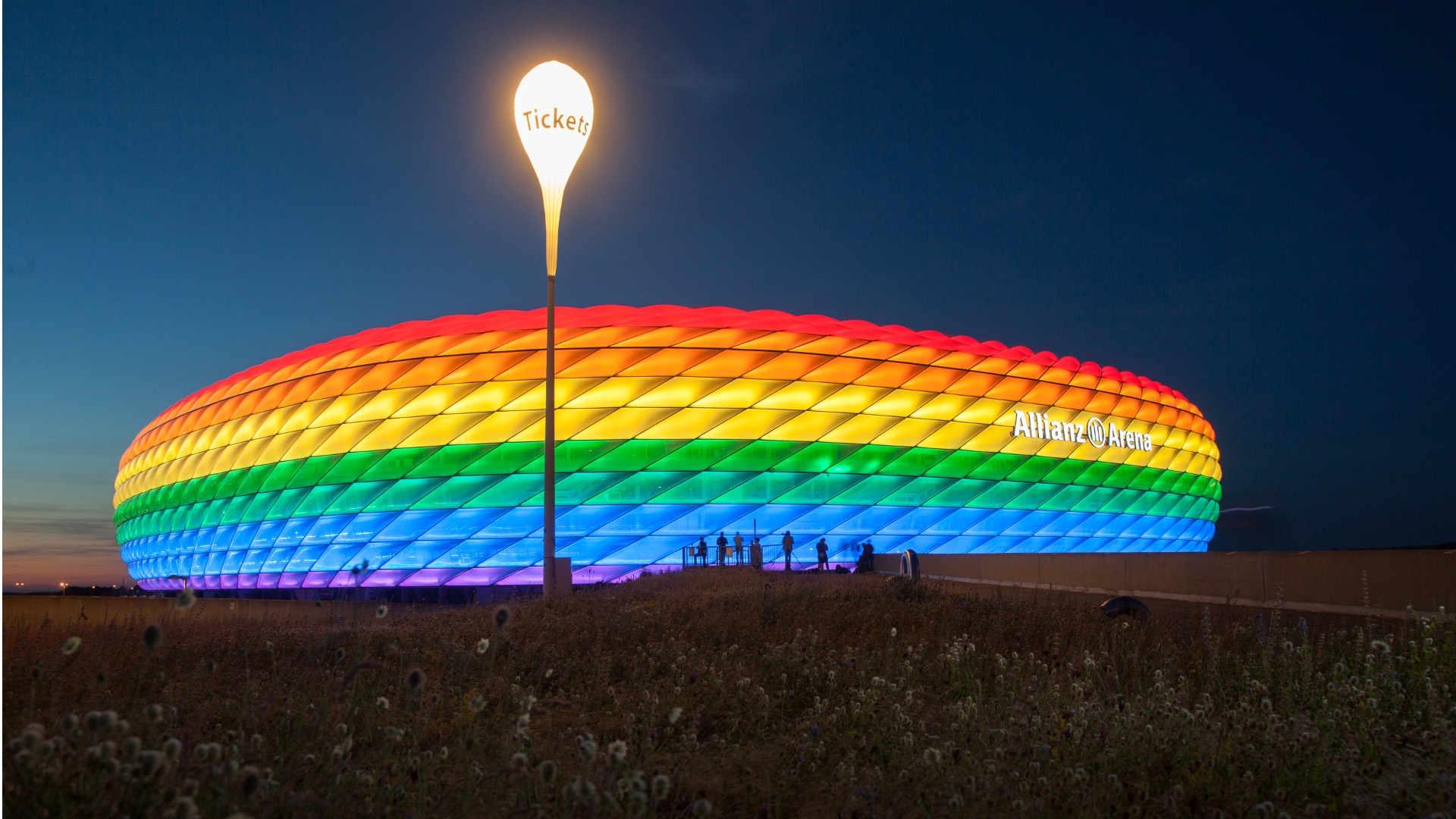 Allianz arena with lgbt colors