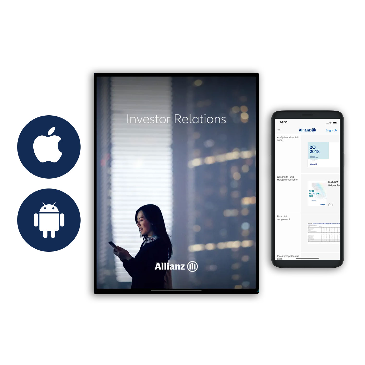 Tablet und mobiles Beispiel der Investor Relations App