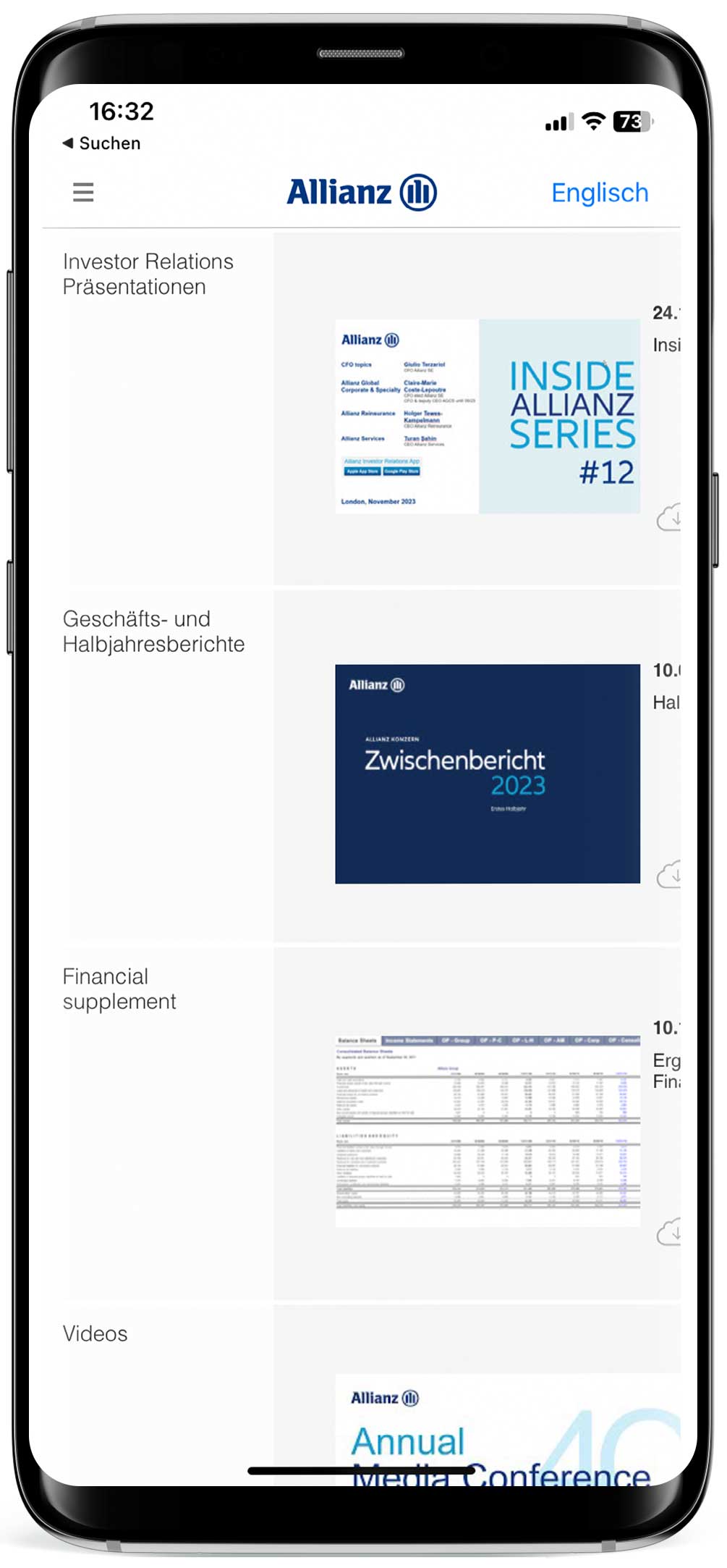 Mobile App library screen