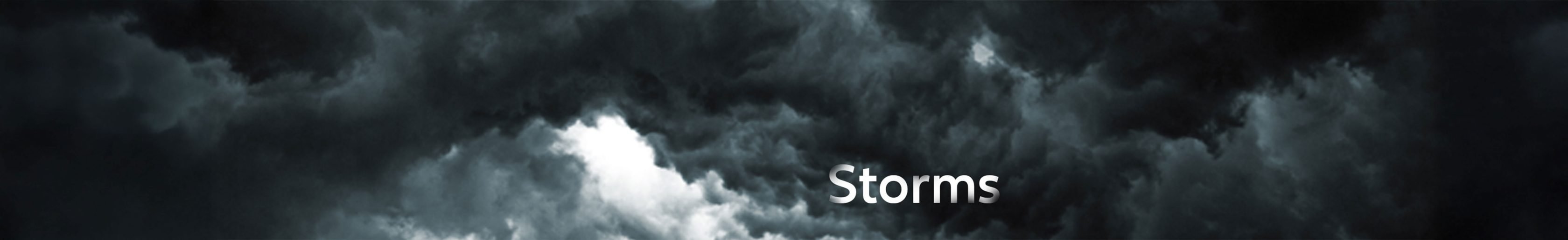 Storm cloud gathering with the headline Storms