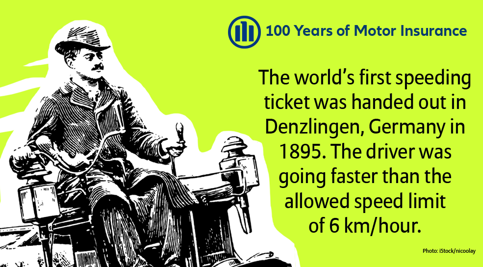 The first speeding ticket was handed out in 1895