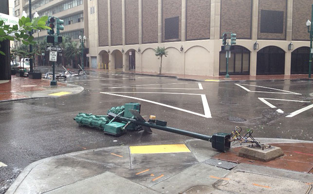 Fallen traffic light after Isaac (photo: Austin Tucker)