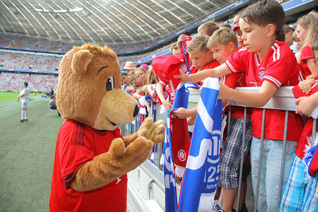 FC Bayern mascot Berni with young fans