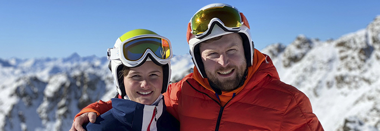 Millie Knight (left), a vision impaired Para alpine skier for ParalympicsGB -"A Winning Mindset".