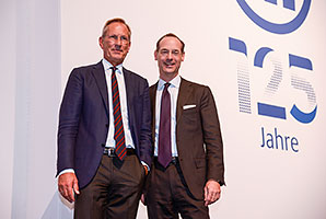 Michael Diekmann and Oliver Bäte at the Allianz SE Annual General Meeting 2015 at the Olympiahalle, Munich
